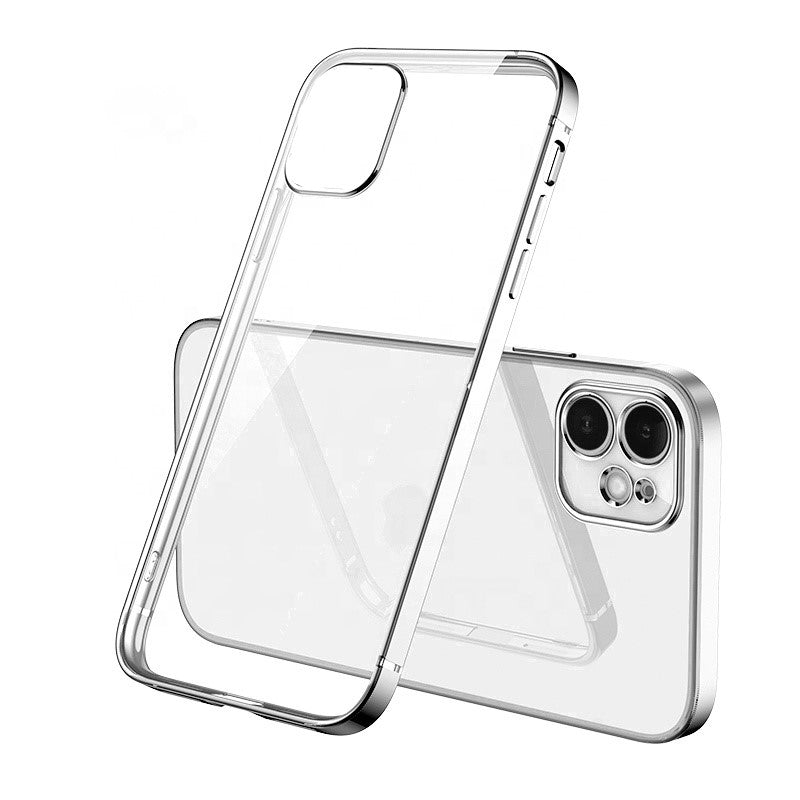 Silver/Clear Crystal Transparent TPU Phone Case Compatible with Apple iPhone 12 Pro and iPhon 12, 6.1inches